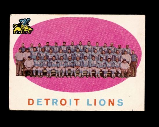 1959 Topps Football Card #3 Detroit Lions Team/Checklist First Series 1-88.