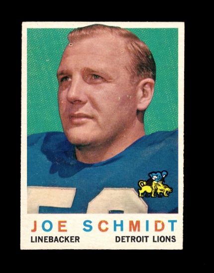 1959 Topps Football Card #6 Hall of Famer Joe Schmidt Detroit Lions.