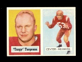 1957 Topps Football Card #12 La Vern Torgeson Washington Redskins.