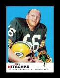 1969 Topps Football Card #55 Hall of Famer Ray Nitschke Green Bay Packers.