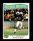 1975 Topps Football Card #355 Hall of Famer O.J. Simpson Buffalo Bills Reco