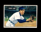1951 Bowman Baseball Card #140 Eddie Lake Detroit Tigers.
