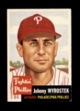 1953 Topps Baseball Card #79 Johnny Wyrostek Philadelphia Phillies.