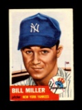 1953 Topps Baseball Card #100 Bill Miller New York Yankees.