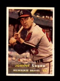 1957 Topps Baseball Card #4 Johnny Logan Milwaukee Braves.