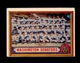 1957 Topps Baseball Card #270 Washington Senators Team Card.