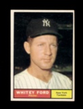 1961 Topps Baseball Card #160 Hall of Famer Whitey Ford New York Yankees.