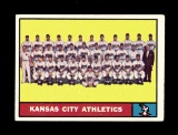 1961 Topps Baseball Card #297 Kansas City Athletics Team Card.