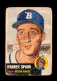 1953 Topps Baseball Card #147 Hall of Famer Warren Spahn Milwaukee Braves.