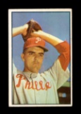 1953 Bowman Color Baseball Card #64 Curt Simmons Philadelphia Phillies.