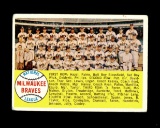 1958 Topps Baseball Card #377 Milwaukee Braves Team Card.