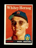 1958 Topps Baseball Card #438 Hall of Famer Whitey Herzog Wahsinton Senator
