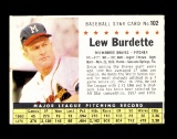 1961 Post Cereal Hand Cut Baseball Card #102 Lew Burdette Milwaukee Braves.