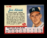 1962 Post Cereal Hand Cut Baseball Card #145 Joe Adcock Milwaukee Braves.