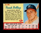 1962 Post Cereal Hand Cut Baseball Card #146 Frank Bolling Milwaukee Braves