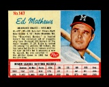 1962 Post Cereal Hand Cut Baseball Card #147 Hall of Famer Ed Mathews Milwa