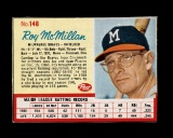 1962 Post Cereal Hand Cut Baseball Card #148 Roy McMillan Milwaukee Braves.