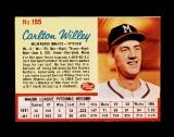 1962 Post Cereal Hand Cut Baseball Card #155 Carlton Willey Milwaukee Brave