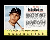 1963 Post Cereal Hand Cut Baseball Card #151 Hall of Famer Eddie Mathews Mi