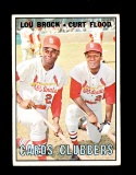 1967 Topps Baseball Card #63 Cards' Clubbers; Brock-Flood St Louis Cardinal