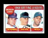 1969 Topps Baseball Card #1 1968 AL Batting Leaders; Yastrzemski-Cater-Oliv