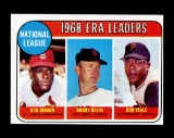 1969 Topps Baseball Card #8 1968 NL ERA Leaders; Gibson-Bolin-Veale.