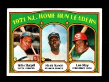 1972 Topps Baseball Card #89 1971 NL Home Run Leaders; Stargell-Aaron-May.