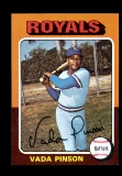 1975 Topps Baseball Card #295 Vada Pinson Kansas City Royals Blank Back Err