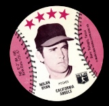 1976 MSA Blank Back Baseball Card Disc Hall of Famer Nolan Ryan California