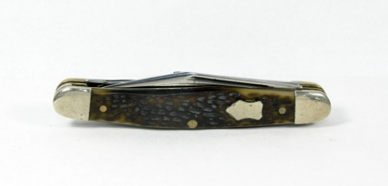 Western USA Pattern 657 Jr Stock Jack Knife. Jigged Delrin Scales & Crest S