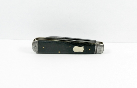 Pre 1928 Challenge Bridgeport, CT Regular Jack Knife. Ebony Handles & Crest
