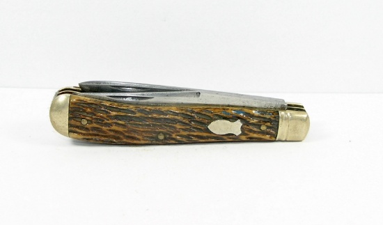 Pre 1960 Schrade Walden Pattern 293 Trapper Jack Knife. Saber Ground Clip &