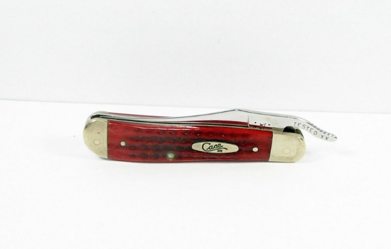 2000 Case xx  61953 L SS Russ Lock Jack Knife. Great Red Bone Scales & Case