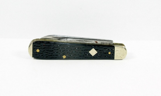 1930s Original Winchester Jacl Knife Black Plastic Shields with Small Diamo