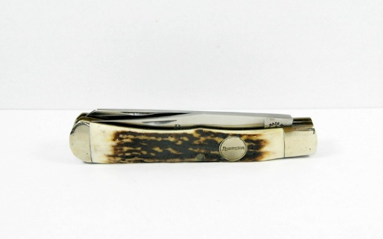 1994 Remington (Made By Camilus) R12 Stag Trapper Jack Knife. Genuine Stag