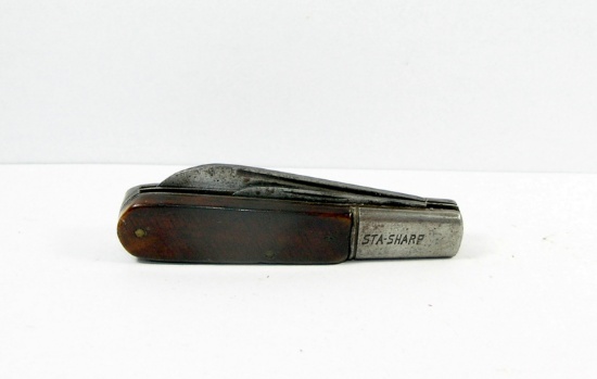 STA-SHARP Barlow JackKnife. Sawn Bone Handles. Spear Blade is Lazy. Pen Bla
