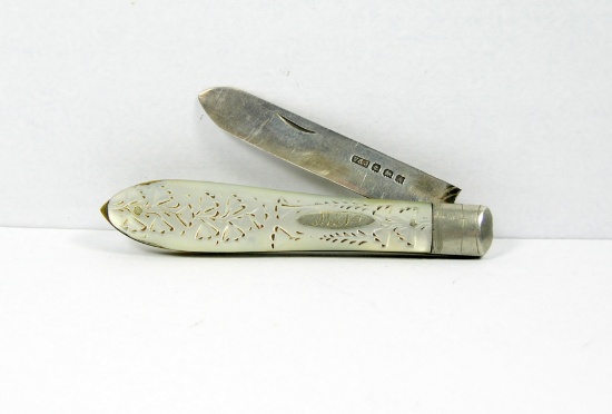 1925 Unknown Maker Birmingham, England Sterling Silver Fruit Jack Knife. Te