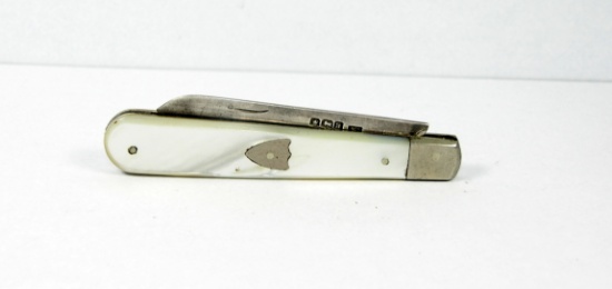 1918 Wm. Needham Sheffield Sterling Silver Fruit Knife. Nice Pearl Handles