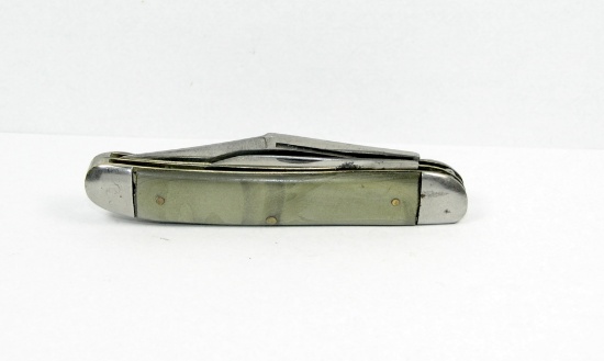IKCo Imperial Knife Co. 2-Blade Serpintine Jack Knife. Early Green Celluloi