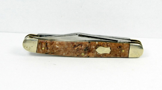1930s Imperial Jr. Stock Knife with Pinned Handle. Clip, Spay, & Pen Blades