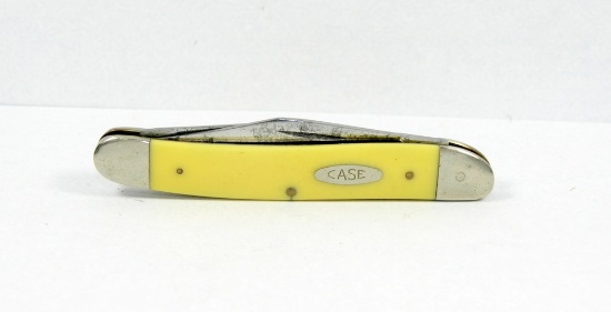 1979 Case xx USA 1-dot Serpentine Pen Knife. Yellow Plastic Scales & Oval C