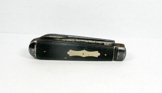 Pre-1928 Challenge Cutlery Co Birdgeport Conn. Jackknife. Ebony Scales. Rar