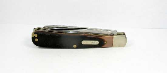 Schrade USA 96OT Old Timer "Bearhead" Large Trapper Knife. Clip and Spay Bl