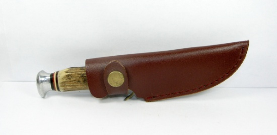 Edge Brand #460 Hunting Knife, Solingen Germany. Full Brass S-Guard. Stag H