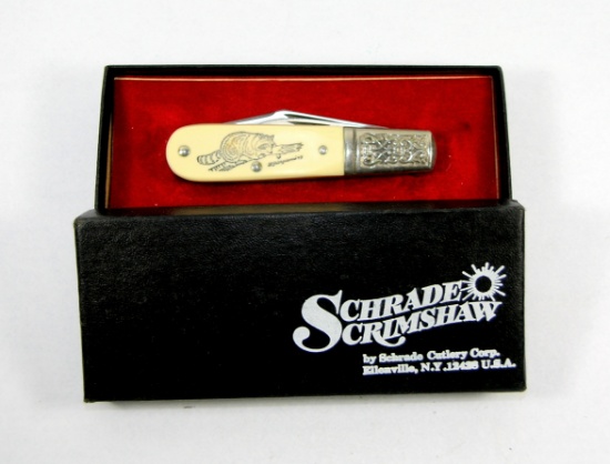 1979 Schrade USA SC506 Great American Outdoor Series Scrimshaw Pocket Knife