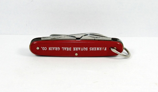 Red Imperial 5-Blade Knife. Farmers Square Deal Grain Co, Advertising.