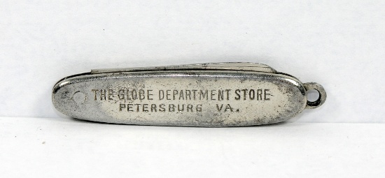 1920-30's H Keschner Germany Mini Keychain Pen Knife. Vertising The Globe D