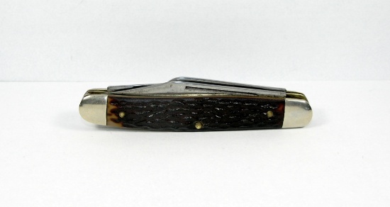 Vintage Kutmaster 3-Blade Premium Stockman. Jigged Delrin Handles. Made by