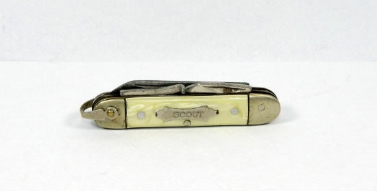 Colonial Providence, RI 3-Blade Mini-Scout Jack Knife. Cracked Ice Scales w