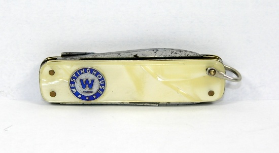 Vintage 4-Blade Lobster Pen Knife Made in Italy. Cracked Ice Celluloid Scal